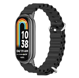 Силіконовий ремінець Mijobs Ocean для фітнес браслета Xiaomi Smart Band 9 Black - мініатюра 2