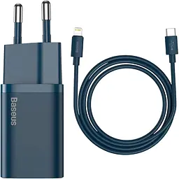 Мережевий зарядний пристрій Baseus Super Si 20W + Cable USB-C to Lightning Blue (TZCCSUP-B03) [60982]