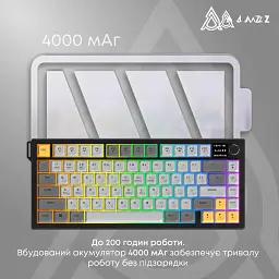 Клавіатура Ajazz AF82 Wireless/Bluetooth/USB UA Black/White (AF82-BW) - мініатюра 10