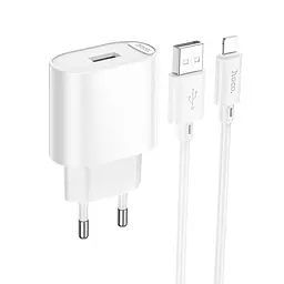 Адаптер мережевий HOCO Lightning Cable Fighter single port charger set C109A |1USB, 2.1A/10.5W|