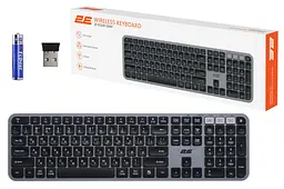 Бездротова клавіатура 110 клавіш, WL/BT 2E KS240 Grey-Black - мініатюра 4