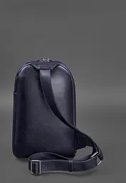 Темно-синій шкіряний чоловічий рюкзак на одне плече Chest Bag - мініатюра 4