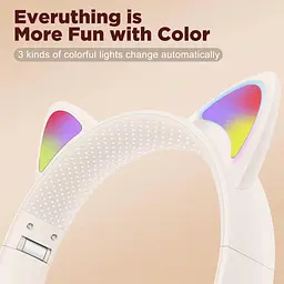 Дитячі бездротові навушники з котячими вушками Onikuma B3 з Bluetooth 5.3, RGB-підсвічуванням, мікрофоном та картою памʼяті microSD до 25 годин роботи рожевий - мініатюра 4