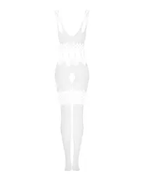 Сітчастий бодістокінг з імітацією топа та шортів Obsessive Bodystocking G330 XL/XXL, white, з доступом - мініатюра 6