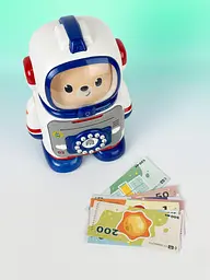 Скарбничка сейф дитячий, банка для грошей «Космонавт» MK 5061 з кодовим замком, світлом і звуком (біло-синій) - мініатюра 6