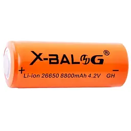 Акумулятор 26650 X-BALOG Li-Ion 4.2 V 8800 mAh Жовтогарячий, акумуляторна батарея 26650 для прожектора