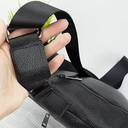 Сумка чоловіча шкіряна Handycover S106 чорна кроссбоді з кишенею - мініатюра 3