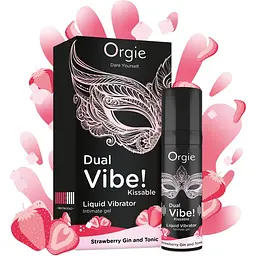 Рідкий вібратор Orgie Dual Vibe! Strawberry Gin And Tonic 15 мл - мініатюра 2