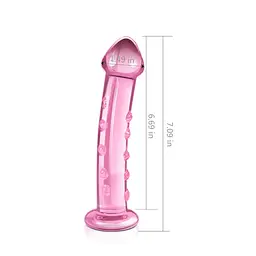 Скляний фалоімітатор LoveToy Glass Romance 19 см рожевий - мініатюра 4