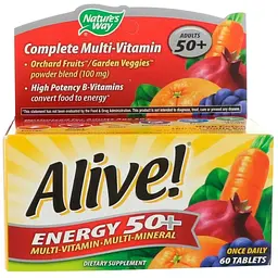 Мультивітамінний-Мультімінерал Nature's Way Alive ! Energy 50+, 60 таблеток