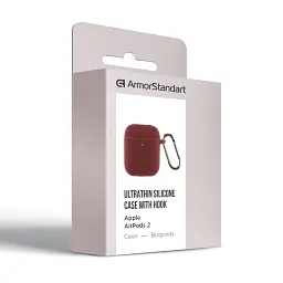 Чохол для навушників Armorstandart Ultrathin Silicone Case With Hook для Apple AirPods 2 Burgundy (ARM59680) - мініатюра 3