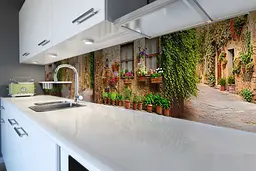 Кухонний фартух самоклеючий Прованс Горщики з квітами ПВХ наклейка вулиці 60х250 см Happy Pocket Z180305 - мініатюра 4
