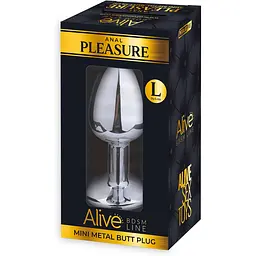 Металева анальна пробка Alive Mini Metal Butt Plug з кристалом Pink L - мініатюра 2
