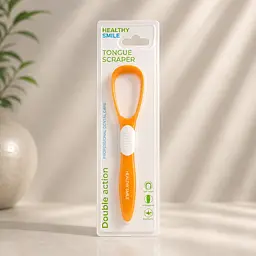 Скребок для очищення язика та свіжого дихання Healthy Smile, помаранчевий