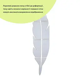 Дзеркальний декор Wall Sticker SW-00002505 акриловий самоклеючий Перо 6 шт. срібло - мініатюра 3
