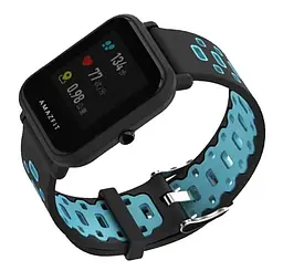 Спортивний ремінець Primo Perfor Classic для годинника Xiaomi Huami Amazfit Bip/Amazfit GTS Black Blue - мініатюра 2