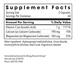 Буферизований вітамін С для імунітету Allergy Research Group Buffered Vitamin C 120 капсул - мініатюра 2