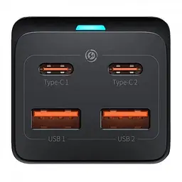Мережевий зарядний пристрій Baseus GaN3 Pro Desktop Fast Charger 2Type-C+2USB 100 W CCGP000101 Black - мініатюра 3