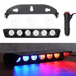 Страбоскоп Світлодіодний 12-24V/LED 6 шт. 110x85 мм Червоно-Синій 1 шт. (KING S9) - мініатюра 2
