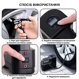 Портативний компресор Yaoen 217 Digital 150PSI (YPSCD7515B 5385) Чорний - мініатюра 5