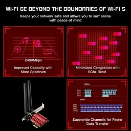Мережева карта Fenvi FV-AXE3000 Bluetooth 5.2 + Wi-Fi 2.4 / 5 / 6 GHz PCI-E з антенами (18840) - мініатюра 5