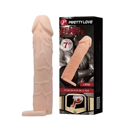 Подовжуюча насадка на член Pretty Love Penis Sleeve Flesh 7 - мініатюра 10