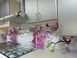 Кухонний фартух Пишні Орхідеї вінілова наклейка для кухні Квіти роса Рожевий 60х200 см Happy Pocket Z181385 - мініатюра 10
