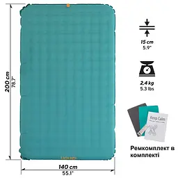 Матрац надувний Uquip Betty Double Petrol/Grey 15см - двомісний - 200×140 - синій/сірий(243108) - мініатюра 4