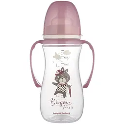 Пляшка Canpol babies PP Easystart Bonjour Paris антиколікова з широким отвором та ручками 300 мл рожева (35/241_pin)