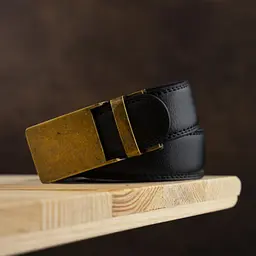 Ремінь чоловічий з латунною прямокутною пряжкою 20332 Vintage чорний 105-120 см - мініатюра 10