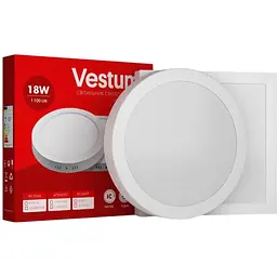 Квадратний світлодіодний світильник Vestum накладний 18W 6000K 220V 1-VS-5407