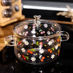 Каструля скляна Cherry 1.8 л з металевим ведмедиком на кришці Yiwu HP-GP-32 - мініатюра 3