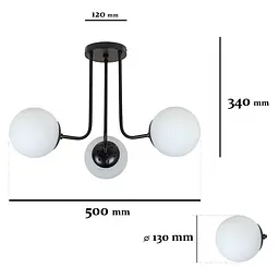 Люстра потолочна Levistella 7529908-3 BK+WH, E27, чорний з білими плафонами, сучасний стиль - мініатюра 2