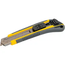 Ніж сегментний будівельний висувний MasterTool 18 мм автозамок та 3 леза 17-0183