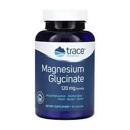 Мінерали Trace Minerals Гліцинат магнію, 120 мг, Magnesium Glycinate, 90 капсул (TMR-00814)