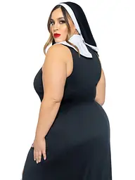 Костюм монашки-грішниці Leg Avenue Sultry Sinner 1X-2X, сукня, головний убір, комір - мініатюра 4