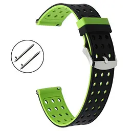 Подвійний ремінець з перфорацією Primo для годинника Xiaomi Huami Amazfit Bip/Amazfit GTS Black Green - мініатюра 2