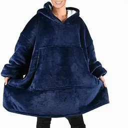 Толстовка-плед з капюшоном плюшевий синій оверсайз Huggle Hoodie Ultra Plush Blanket