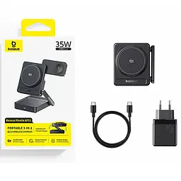 БЗП Baseus PicoGo AF21 Portable 3in1 35W Qi2.2 + МЗП 45W (E02054) Cosmic Black - мініатюра 4