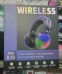 Бездротові навушники PG 830 RGB Bluetooth гарнітура з мікрофоном накладні білий - мініатюра 5