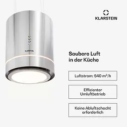 Острівна витяжка Klarstein Tron Ambience 540 м3/год (10032579) - мініатюра 5