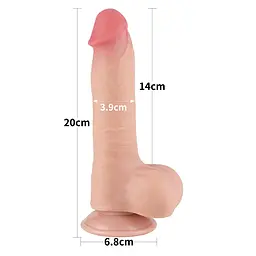 Фалоімітатор Sliding-Skin Dual Layer Dong 8'' 20 см тілесний - мініатюра 6