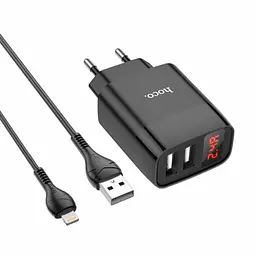 Зарядний пристрій 220В 2 USB з кабелем USB з екраном