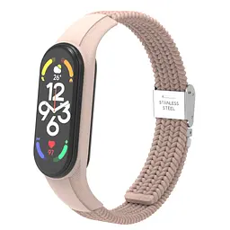 Ремінець для Xiaomi Mi Band 7/6/5/4, Braided Solo Loop, пудровий, нейлоновий плетений браслет, еластичний змінний ремінець для фітнес-трекера з надійним кріпленням, ArmorStandart (ARM69906)