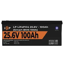 Акумулятор LP LiFePO4 24V (25,6V) - 100 Ah (2560Wh) (Smart BMS 100А) з BT пластик - мініатюра 2