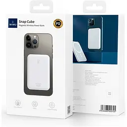 Зовнішній акумулятор Wiwu Snap Cube Magnetic Wireless Charging 5000mAh White [104329] - мініатюра 4