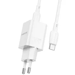 МЗП Borofone BN14 Royal PD30W+QC3.0 (1USB-A/1C) + кабель Type-C to Type-C White - мініатюра 3