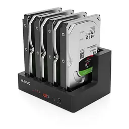 Док-станция Maiwo клонир. для 4*HDD 2,5"/3,5" SATA/SSD через USB3.0 безвинтовой креп. пластик черный