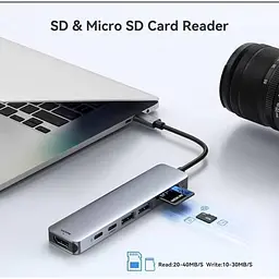Багатопортовий активний USB Hub Hoco розгалужувач адаптер перехідник 8 в 1 Usb-концентратор для ноутбука і Macbook - мініатюра 6