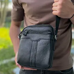 Чоловіча шкіряна сумка-месенджер 21х25х6, барсетка через плече Tiding Bag A25-3278A Чорна 210 мм - мініатюра 9